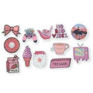 Pink Girly Attitude 12 Vinyl Stickers- Pack #62